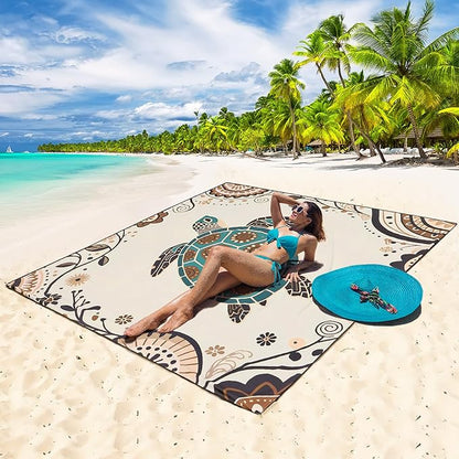 WIWIGO Beach Blanket Waterproof Sandproof Beach Mat 79" X 83"/10'x9'for 2-8 Adults Quick Drying Outdoor Picnic Mat Beach Accessories for Travel, Camping, Hiking - Image 4