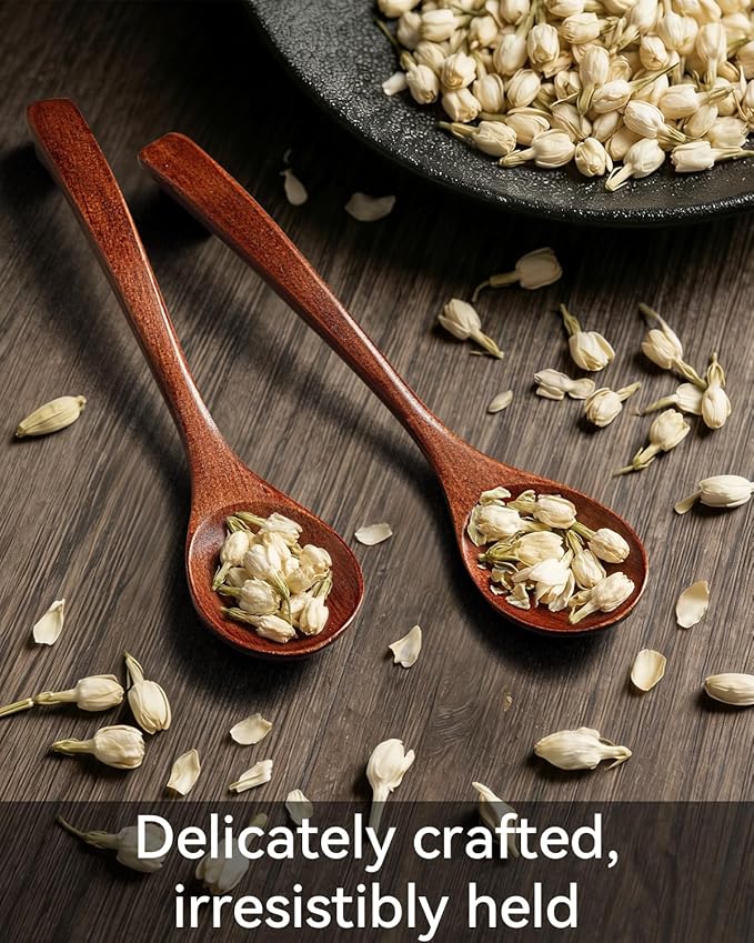7 Pcs Wooden Spoons for Eating, Small Serving Spoon for Honey, Tea, Coffee, Soup Wood Teaspoons for Cooking, Mixing, Stirring - Image 4