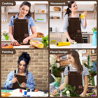 Apron for Men Women, Chef Apron with Adjustable Neck Strap, Heavy Duty Apron with Pockets, for Cooking, Gardening - Image 7