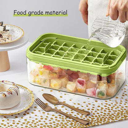 Ice Cube Tray with Lid and Bin, 2 Pack for Freezer, 64 Pcs Ice Cube Mold (Green) - Image 5