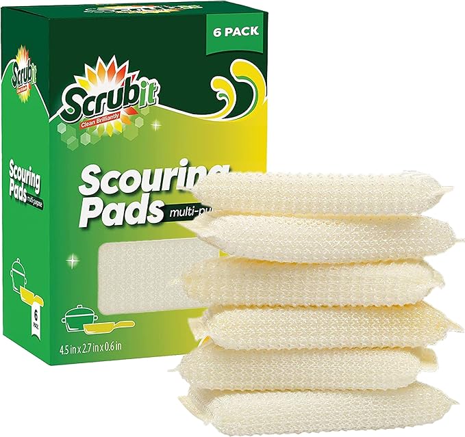 Multi-Purpose Scouring Pad by Scrub-It - Non-Scratch Cleaning Dobie Pads for Pots, Pans, Dishes, Utensils & Non-Stick Cookware - Sponge Scrubbers Use for Kitchen, Bathroom & More (6 Pack) by SCRUBIT