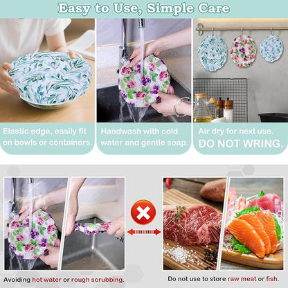 5-Size Reusable Beeswax Bowl Covers for Bread Proofing, Cotton Cloth Flexible Beeswax Wraps for Food Storage(Little Daisy) - Image 6