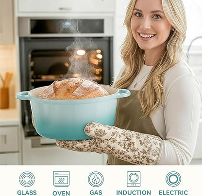 6 Quart Dutch Oven Pot with Lid, Non Stick Enameled Cast Iron Dutch Oven for Bread Baking, Heavy-Duty, Oven Safe Ceramic Cookware Up to 500°F for Baking, Braising, Stews, Roasting, Verdant - Image 4
