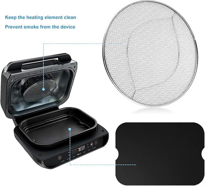 Replacement Splatter Shield and 3PCS Grill Mat for Ninja Foodi FG551 Air Fryer,Stainless Steel Splatter Screen Accessories for Ninja Foodi Smart XL 6-in-1 Indoor Grill