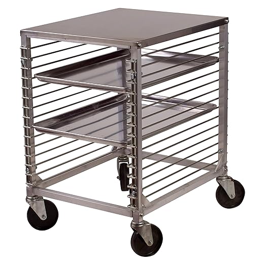 Winco 15-Tier Aluminum Sheet Pan Rack with Hard Top and Wire Slides - Image 3