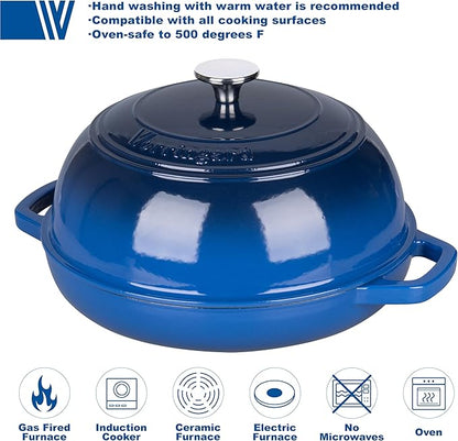 VORRINGARD Enameled Cast Iron Dutch Oven Pot with Lid, Bread Oven for Sourdough Bread Baking, Dutch Ovens with Bread Proofing Basket& Baking Supplies Set, 6 Quart, Blue