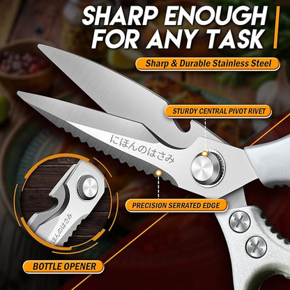 TIJERAS Kitchen Scissors Set Gold - Stainless Steel Kitchen Shear, Sharp Meat Scissors, Heavy Duty Poultry Shears, Japanese Cooking Scissor for Food, Chicken, and Turkey, Christmas Gifts for Men Women - Image 4