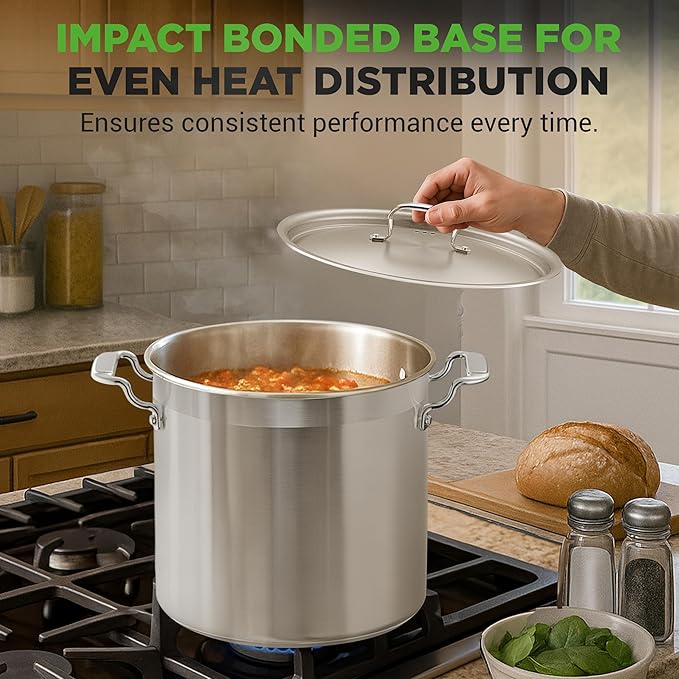 NutriChef Stainless Steel Cookware Stock Pot - 24 Quart, Heavy Duty Induction Soup Pot With Lid, Induction, Ceramic, Glass and Halogen Cooktops Compatible - NCSPT24Q - Image 7
