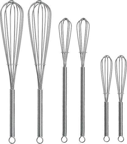 Mini Wire Whisk 6 Pack - 2pk of 8”, 2pk of 7.2” and 2pk of 5” - Stainless Steel by Keewah