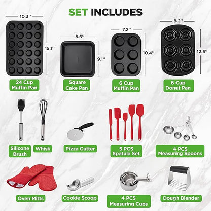 NutriChef 42-Piece Ultimate Nonstick Bakeware Set - Carbon Steel Baking Pans, Everyday Baking Tools, Oven Mitts, & More - Ideal for Baking Delicious Savory & Sweet Treats - Complete Set for Bakers - Image 3