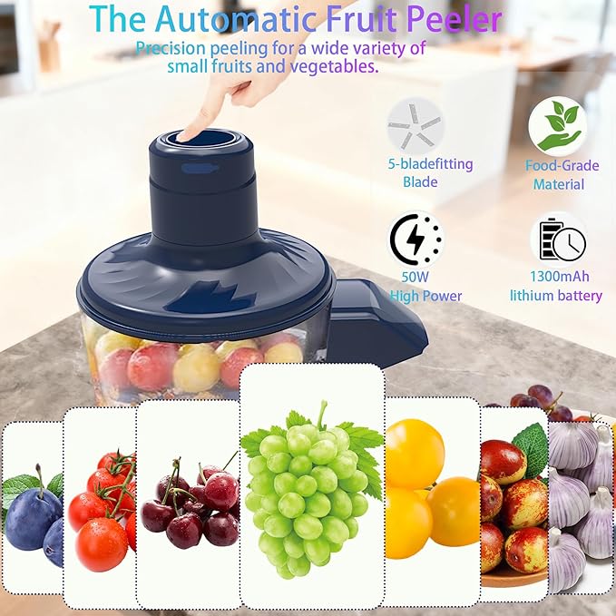 Automatic Grape Peeler Machine,Electric Peeling Machine for Grape,Automatic Garlic & Cherry Tomato Peeler Skin Remover Tool for Small Fruits,Efficient Peeling Kitchen Gadget for Home Use (Blue) - Image 6