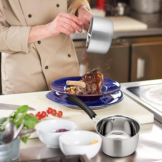 TeamFar 1qt & 2qt Saucepan with Lid, Stainless Steel Small Cooking Pot, Milk Sauce Pan with Long Handle for Home Kitchen, Non-Toxic & Heavy-Duty, Multi-use & Dishwasher Safe - Image 5