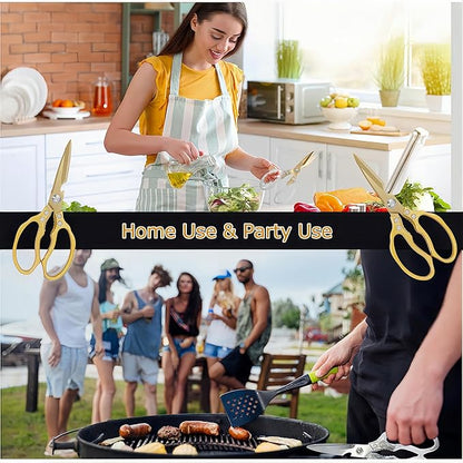 AWinjoy Japanese Gold Kitchen Scissors, Heavy Duty Stainless Steel, Multipurpose Cooking Shears, Dishwasher Safe - Image 5