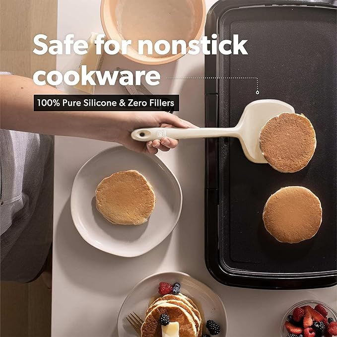 New DI ORO Silicone Turner Spatula Set - Kitchen Spatulas for Nonstick Cookware - Cooking Utensils for Flipping Eggs & Pancakes - 600°F Heat-Resistant BPA Free Turners - Dishwasher Safe (4pc, Clay) - Image 3