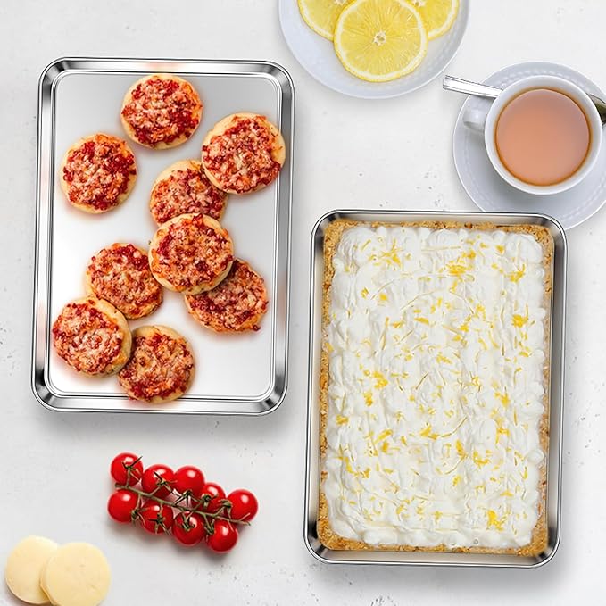 Homikit 1 Pack Baking Sheet, 10 x 8 Inch Stainless Steel Cookie Tray Set for Cooking Toasting, Small Metal Toaster Oven Baking Pan Non Stick, Rustproof & Mirror Finish, Dishwasher Safe - Image 7