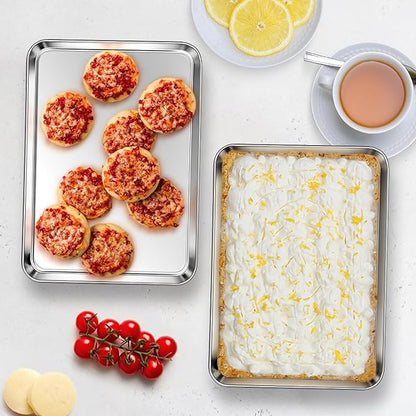 Homikit 2 Pack Baking Sheet, 10 x 8 Inch Stainless Steel Cookie Tray Set for Cooking Toasting, Small Metal Toaster Oven Baking Pan Non Stick, Rustproof & Mirror Finish, Dishwasher Safe - Image 7
