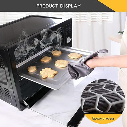Oven Mitts and Pot Holders Sets 6pcs, Thick Cotton Oven Gloves High Heat Resistant 500℉with Extra Long Oven Mitts and Hot Pads Potholders with Non-Slip Silicone Surface for Cooking Baking - Image 4