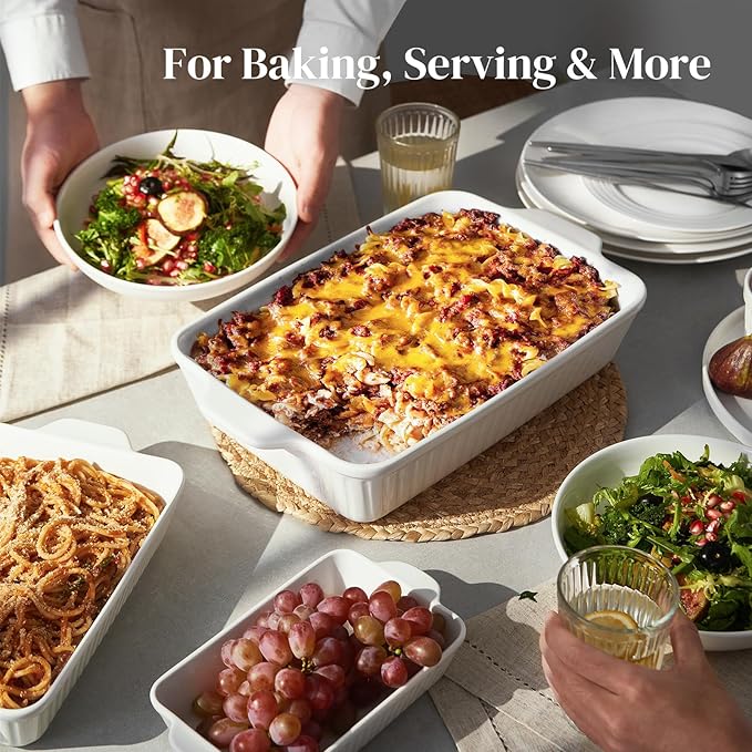 DOWAN Ceramic Baking Dishes, Set of 3 (15.6"/12.2"/8.9") - Image 8