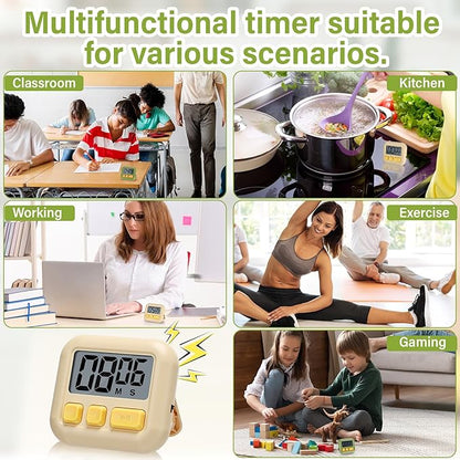Weewooday 24 Pcs Digital Kitchen Timer Magnetic Timer Bulk On/Off Switch Minute Second Count up Countdown Loud Alarm for Exercise Cook Baking (Candy Green,Eggshell Yellow) - Image 7