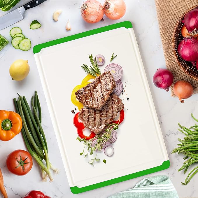 Large Cutting Board for Kitchen - Dishwasher Safe Plastic Chopping Board with Non-Slip Grip, Deep Juice Groove & Easy-Grip Handles - Thick Durable Cutting Board for Meat, Vegetables & Meal Prep - Image 4