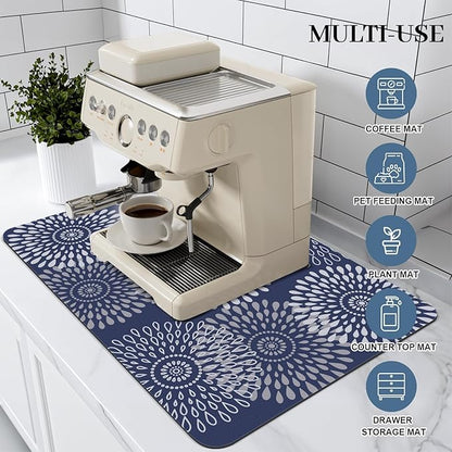 LuxStep Dish Drying Mat Super Absorbent Kitchen Counter Mat Rubber Backing Draining Mat Easy to Clean Kitchen Accessories Dish Rack Pad for Dishes, Utensils, Countertops, Sinks 16" x 24" Blue - Image 3