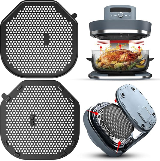 2 Pcs Air Fryer Splatter Screen for AS101DG Air Fryer, Reusable Heat-Resistant Oil Splash Guard, Glass Air Fryer Accessories
