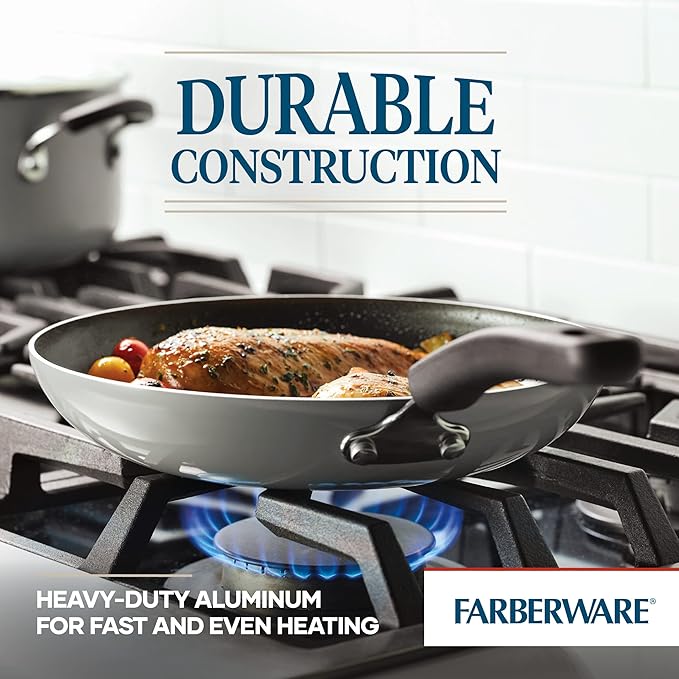 Farberware Cookstart DiamondMax Nonstick Frying Pans/Skillet Set, Dishwasher Safe, 8.25 Inch and 10 Inch, Silver - Image 4