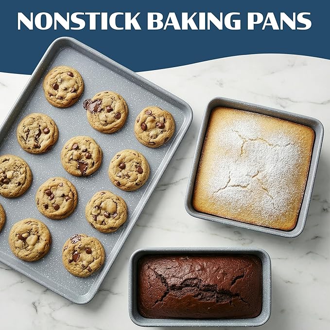 Granitestone Ceraluxe 20 Pc Ceramic Cookware Set Nonstick, Complete Pots and Pans Set Non Stick with 5 Pc Bakeware Set, Deep Frying Pan Set, & Steamer, Non Toxic PFOA Free, Oven & Dishwasher Safe - Image 6