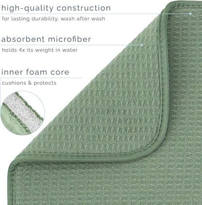S&T INC. Dish Drying Mat Jumbo, 18” x 30”, Absorbent Microfiber Kitchen Counter Mat, Dish Drying Pad for Dishes, Utensils, Pots and Pans, Jumbo, Sage Green - Image 3