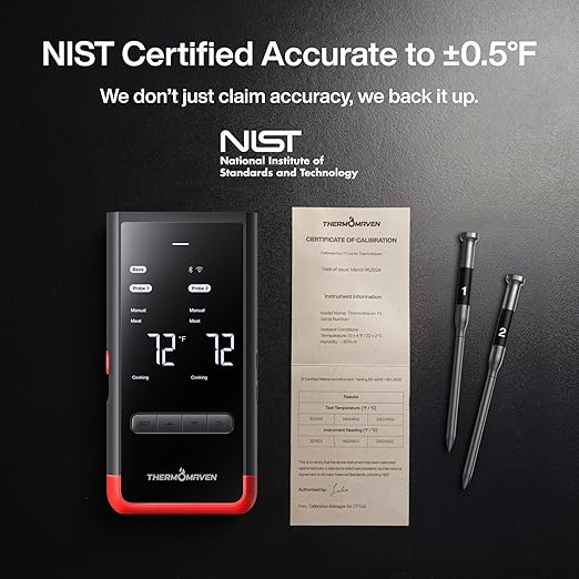 ThermoMaven Smart Bluetooth Wireless Meat Thermometer: Standalone Base, WiFi Unlimited Range, 6 Sensors with NIST Certified Accuracy, 2 Probes for Kitchen, BBQ, Grill, Oven, Smoker, Rotisserie - Image 5