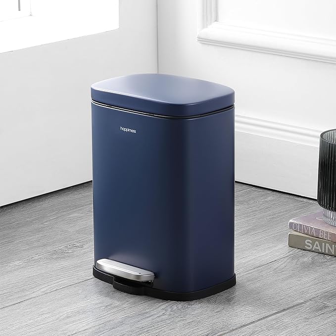 happimess HPM1006J Connor Rectangular 13-Gallon Trash Can with Soft-Close Lid and Free Mini Trash Can, Fingerprint Resistant, Modern, Minimalistic for Home, Kitchen, Office, Bathroom, Denim Blue - Image 7