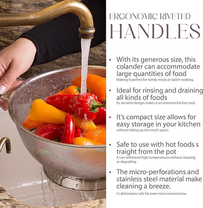 Bellemain Micro-perforated Stainless Steel Colander-Dishwasher Safe (3 QT and 5 QT) - Image 4