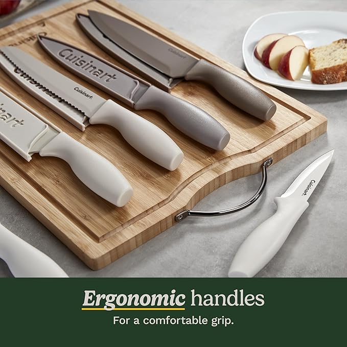 Cuisinart Advantage 12-Piece Kitchen Knife Set, Professional-Quality Nonstick Coated Stainless Steel Knives with Covers, Nonstick Color Coating for Easy Slicing, Ergonomic Handles, G1022-12P - Image 3