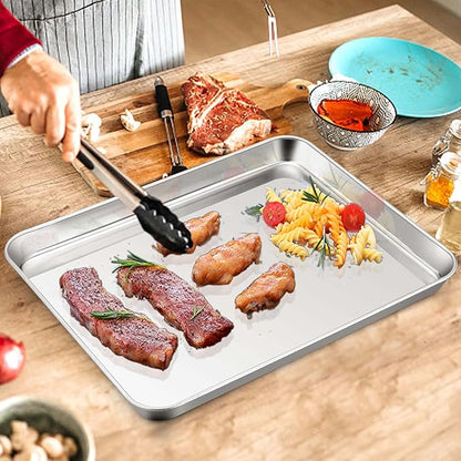 Homikit Baking Pan Sheet Set of 2, Stainless Steel Cookie Sheets Tray for Oven, 20 x 14 Large Metal Half Sheet Bakeware for Cooking Baking, Rustproof & Heavy Duty, Mirror Finish & Dishwasher Safe - Image 4