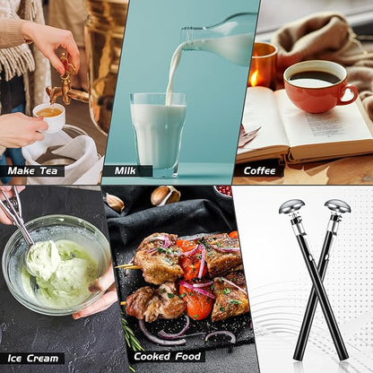 Xuhal 12 Pcs Stainless Steel Kitchen Thermometer with 5 Inch Long Stem 1 Inch Dial Thermometer Milk Frothing Food for Oven Probe Meat Grill BBQ Cooking Chocolate Water (Black) - Image 6