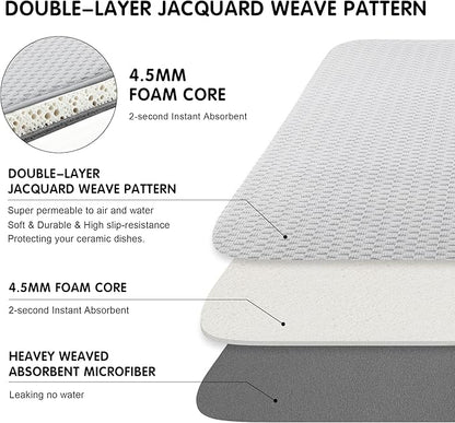 2-pack 24"x17" XL size microfiber dish drying mats for kitchen counter, kitchen sink. Super water-absorbing for multi-use house essentials bath mats, bath rugs, coffe mat, coffe station mat. (grey) - Image 4