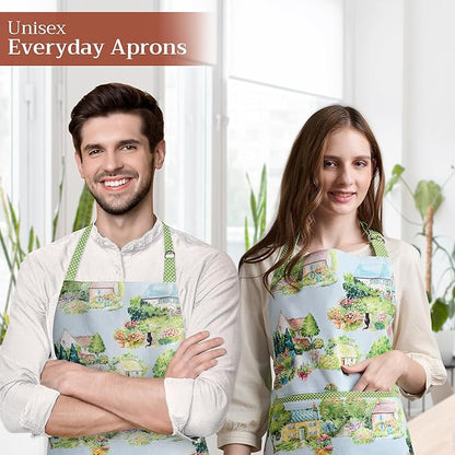 Maison d' Hermine 100% Cotton Apron for women with Pocket Kitchen Chef Apron for Men Cooking Mothers Day Gifts