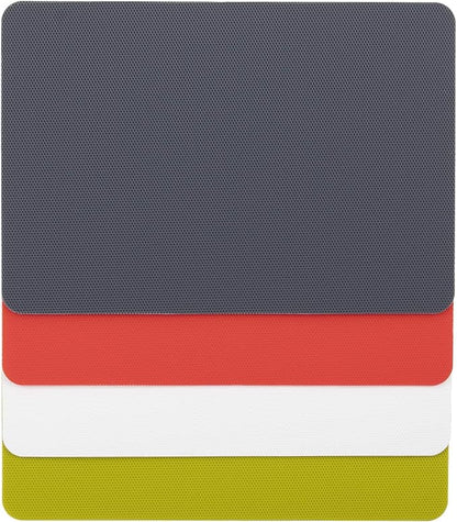 Dexas Heavy Duty Cutting Board Grippmat, Flexible Cutting Boards for Kitchen, Set of 4, Non Slip Plastic Board Cutting Mat 5.5 by 8 Inches Gray, Red, White and Green Set, Kitchen Gadgets