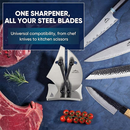 VN3 Professional Knife Sharpener | 3-Action Streamlined Sailboat Design for Effortless Knife Sharpening - The Ultimate Tool for Precision 11 to 21 Degree Angles (Upgrade Stainless Steel) - Image 5