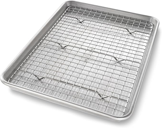 USA Pan Jelly Roll Baking Pan and Bakeable Cooling Rack, Nonstick Commercial Quality by USAPan