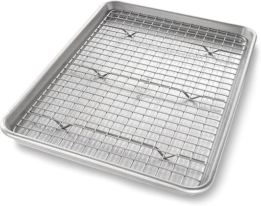 USA Pan Jelly Roll Baking Pan and Bakeable Cooling Rack, Nonstick Commercial Quality by USAPan