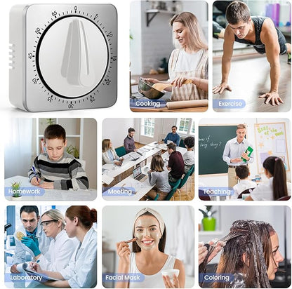 Kitchen Timers for Cooking, Chef Cooking Timer Clock with Loud Alarm,100% Mechanical Desk Timer - No Batteries Required - Magnetic Backing, Exquisite Stainless Steel Body - Countdown Reminder Magnetic - Image 9