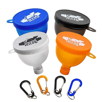 Protein Powder Funnel to Go with Carabiners & Reinforced Caps - 4 Pack (Water Bottle Approve) by Unknown