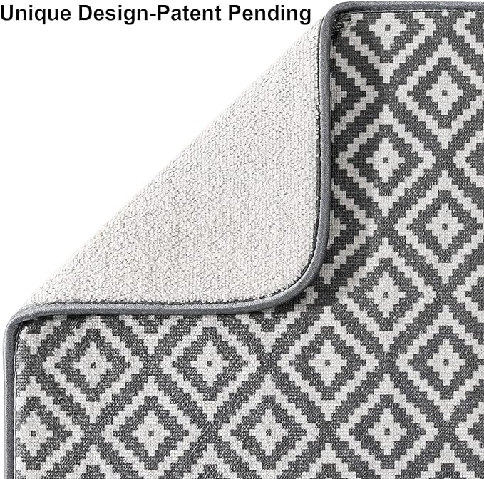 Dish Drying Mat for Kitchen 2 Pack, Ultra Absorbent Microfiber Dishes Drainer Mats by Subekyu,19.2 by 15.8 Inch(Rhombus) - Image 3