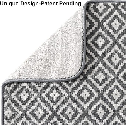 Dish Drying Mat for Kitchen 2 Pack, Ultra Absorbent Microfiber Dishes Drainer Mats by Subekyu,19.2 by 15.8 Inch(Rhombus) - Image 3