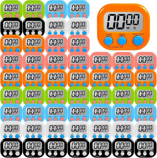 54 Pcs Kitchen Timer Bulk with Small Magnetic Backing Stand Liubeili Digital Timers Manual Electronic Alarm Clock Visual LCD Display for Teacher Toothbrush Exercise Oven Classroom Baking by Liubeili