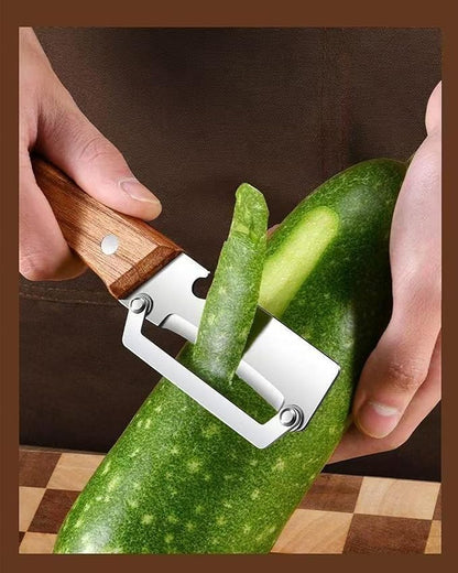 Multi-Functional Vegetable Peeler with Wooden Handle - Stainless Steel Blade Fruit Peeler & Bottle Opener Kitchen Gadget for Potato, Carrot, Pineapple (1 Pack) - Image 5