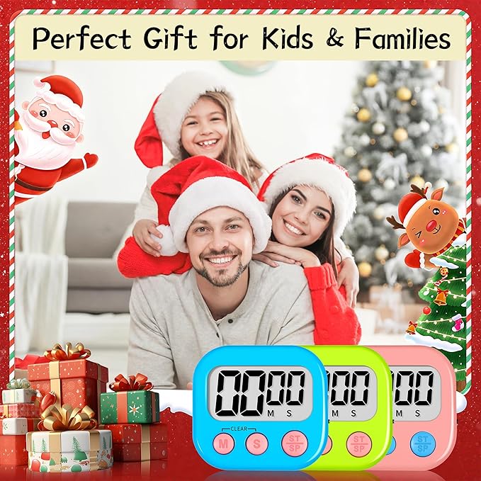 ZILLEEN 6 Pack Kitchen Timers for Cooking Digital Classroom Timers for Teachers Kids Blue Green Pink - Image 5