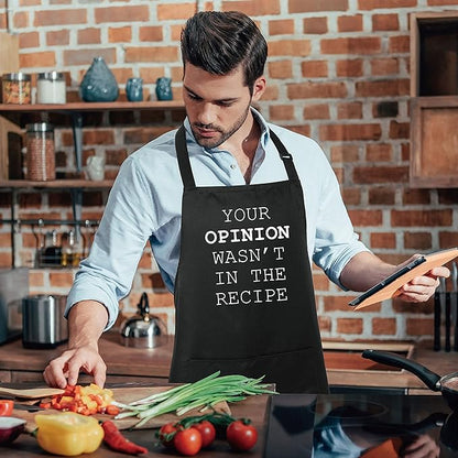 Xornis 100% Cotton Funny Apron with 2 Pockets for Men Women BBQ Grilling Adjustable Bib Black Aprons Gifts Cooking Kitchen