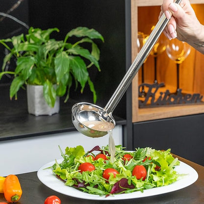Whysko Soup Ladle Stainless Steel, 4 oz Metal Ladle Spoon, Rustproof Heat Resistant Materials for Cooking and Serving Soups and Sauces, Commercial Grade for Restaurants Catering and Kitchen Essentials
